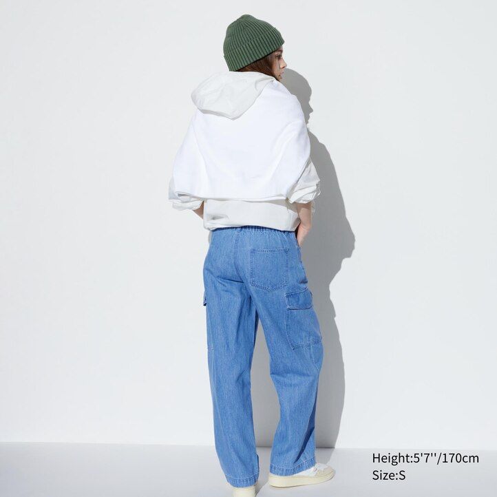 blue uniqlo denim wide straight legrgo womens jeans