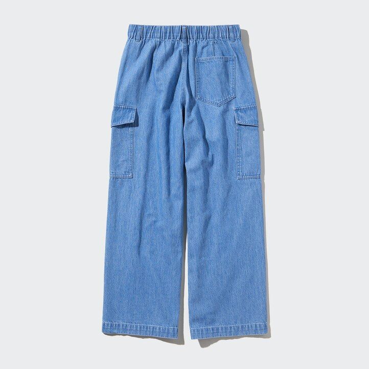 blue uniqlo denim wide straight legrgo womens jeans