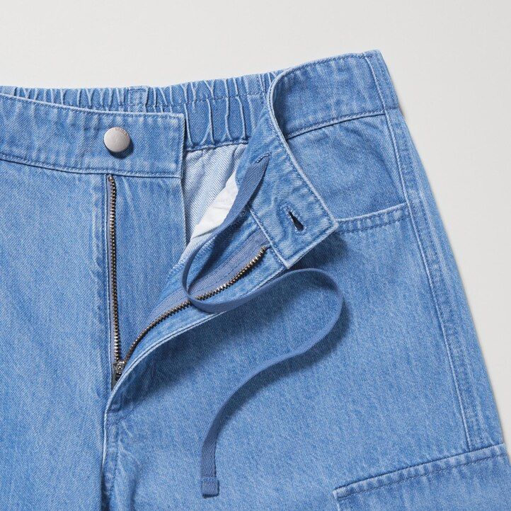 blue uniqlo denim wide straight legrgo womens jeans