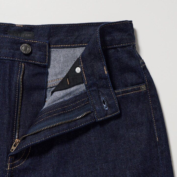 womens uniqlo wide straight leg jeans grey