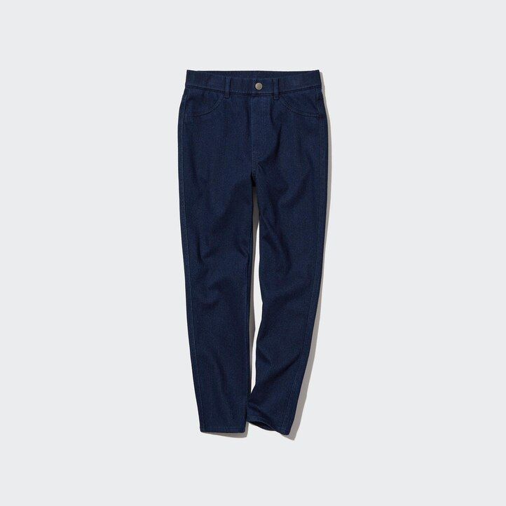 womens uniqlo ultra stretch high rise cropped jeans blue