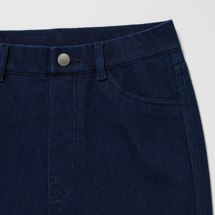 womens uniqlo ultra stretch high rise cropped jeans blue