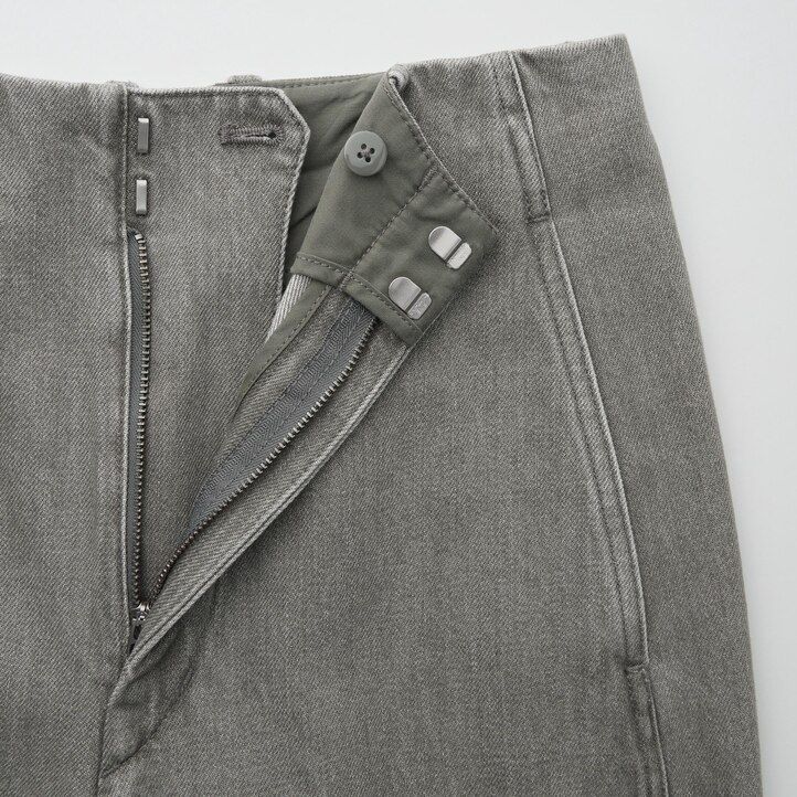 womens uniqlo straight leg jeans dark grey