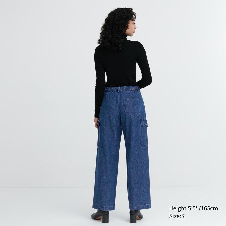 uniqlo denim wide legrgo womens jeans blue
