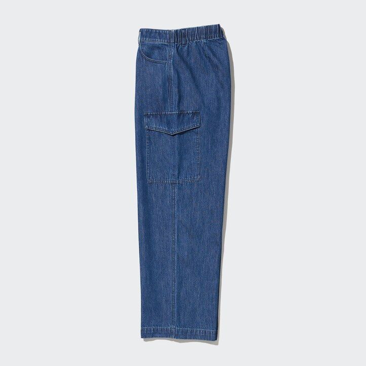 uniqlo denim wide straight legrgo womens jeans blue