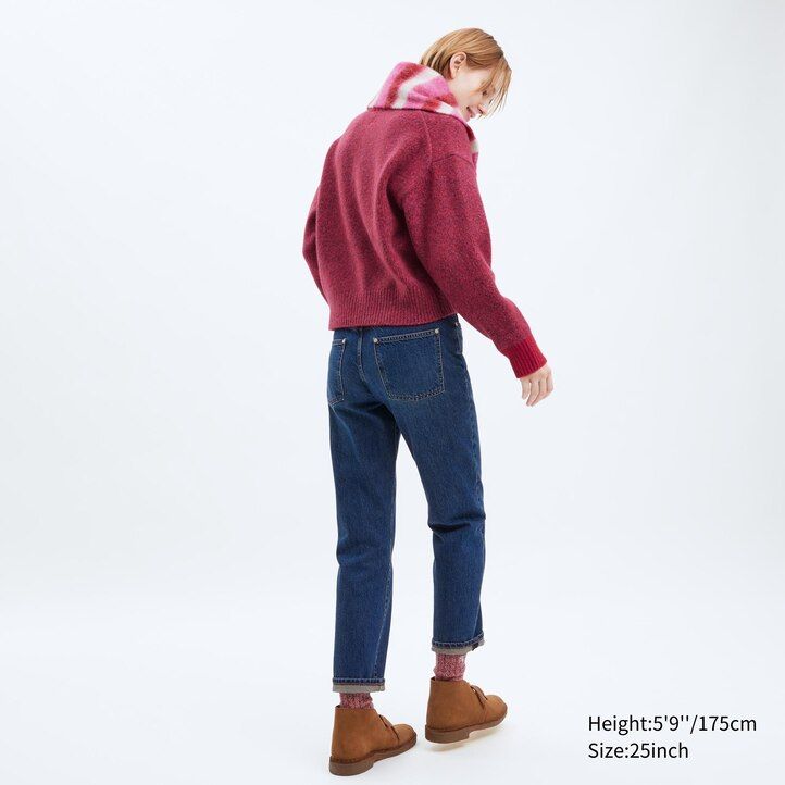 dark grey womens uniqlo slim fit straight leg jeans