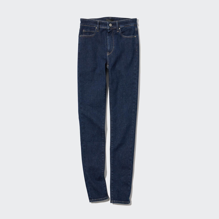 womens uniqlo ultra stretch high rise skinny fit jeans navy