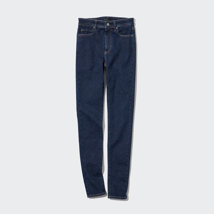 womens uniqlo ultra stretch high rise skinny fit jeans navy