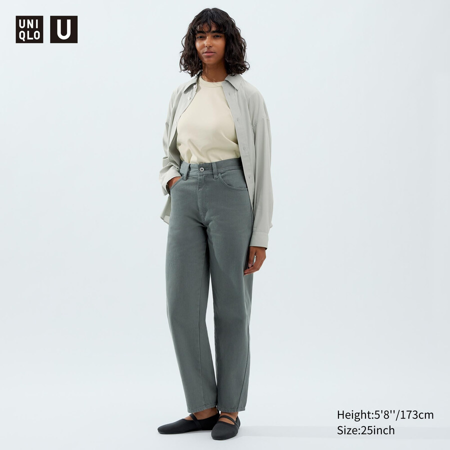 olive womens uniqlo curved jeans