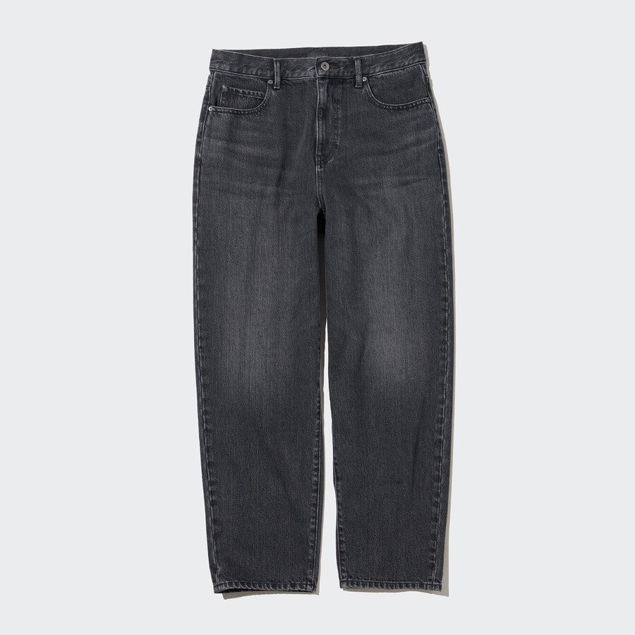uniqlo wide leg tapered womens jeans grey