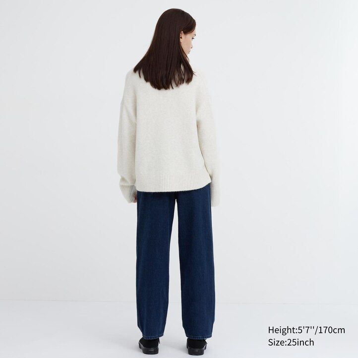 uniqlo wide leg tapered womens jeans grey