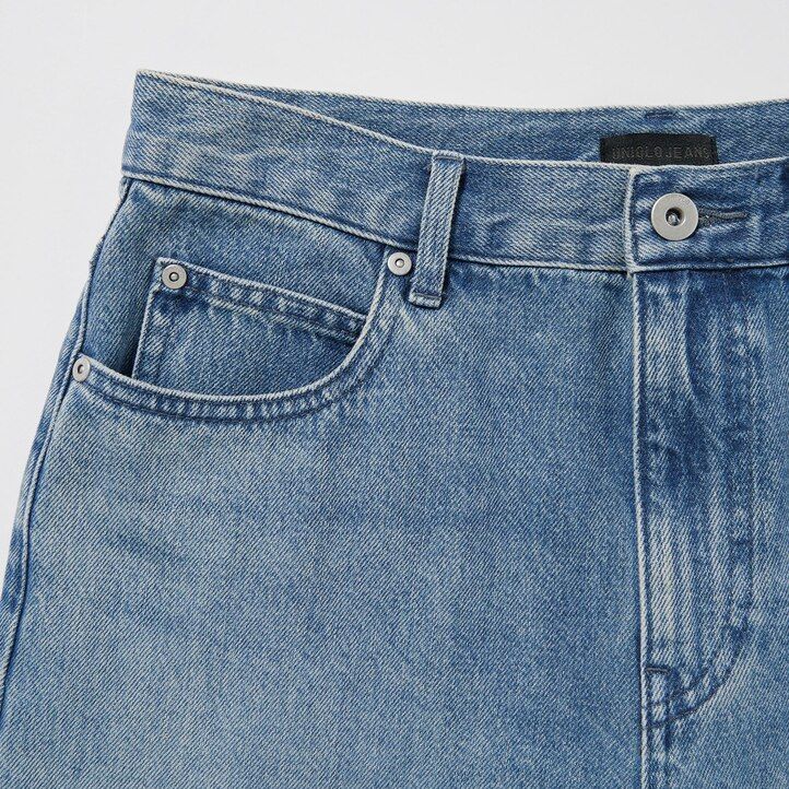 uniqlo wide leg tapered womens jeans grey