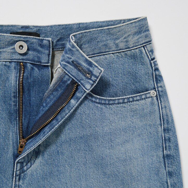uniqlo wide leg tapered womens jeans grey