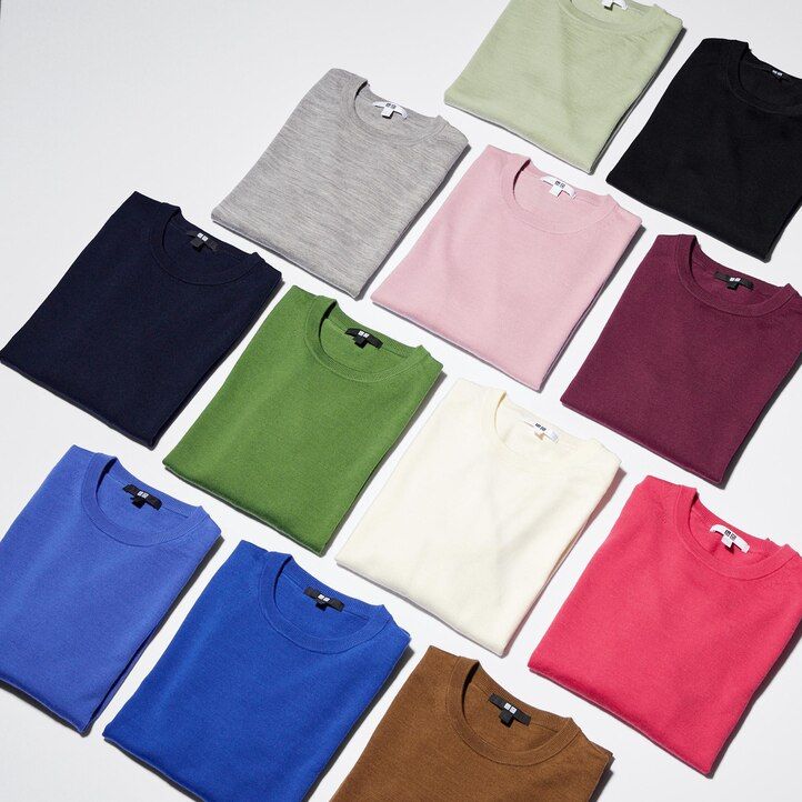 womens uniqlo 100pct extra fine merino crew neck jumpers blue