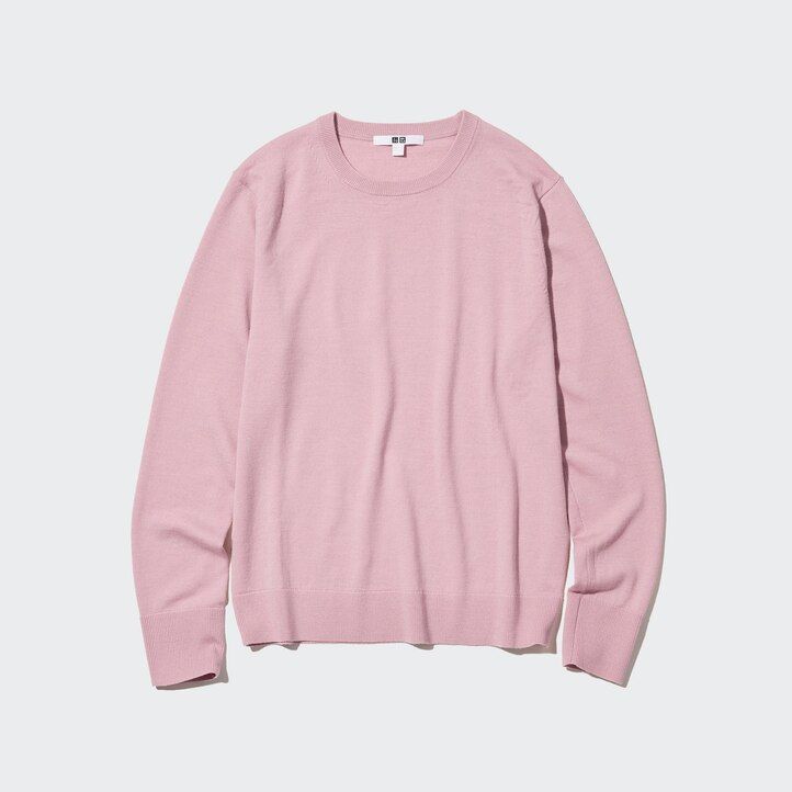 womens uniqlo 100pct extra fine merino crew neck jumpers blue
