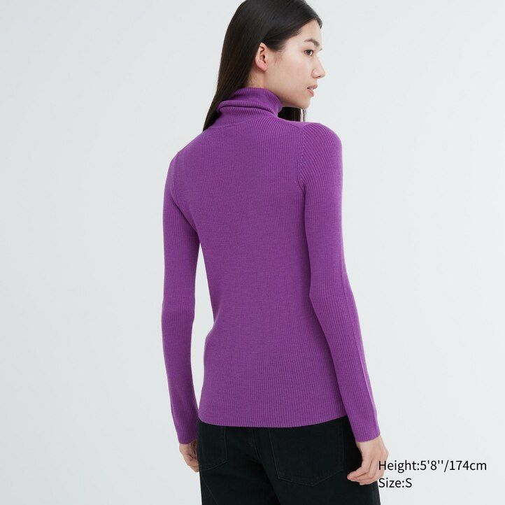 womens uniqlo 100pct extra fine merino ribbed jumpers purple