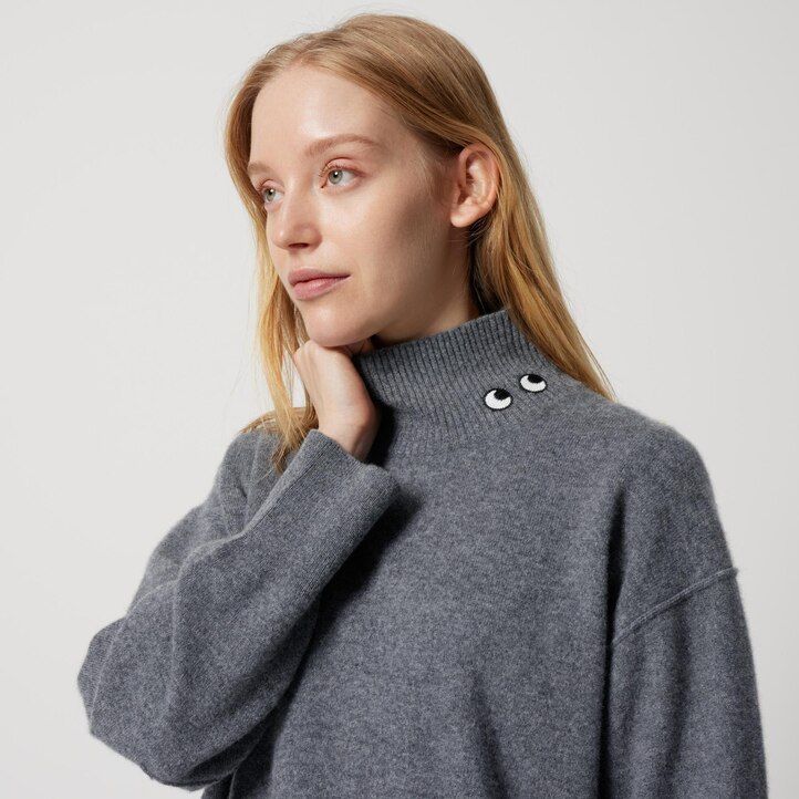 womens uniqlo 100pctshmere high neck jumpers black