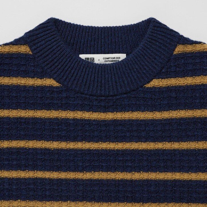 womens uniqlo lambswool striped jumpers navy