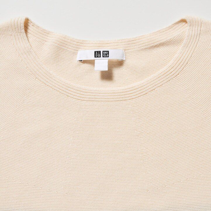 black uniqlo 3d knit seamless cotton striped crew neck womens jumpers