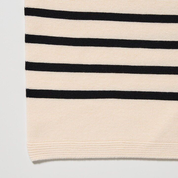 black uniqlo 3d knit seamless cotton striped crew neck womens jumpers