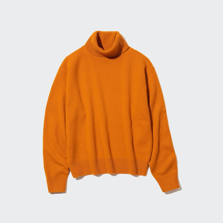 orange uniqlo premium lambswool womens jumpers