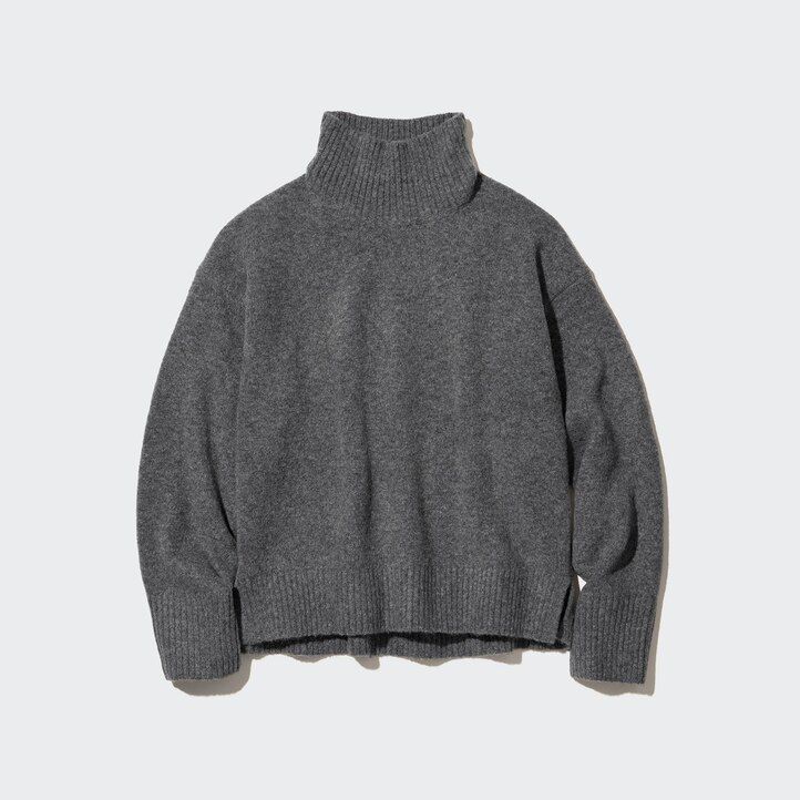 green womens uniqlo souffle yarn high neck jumpers