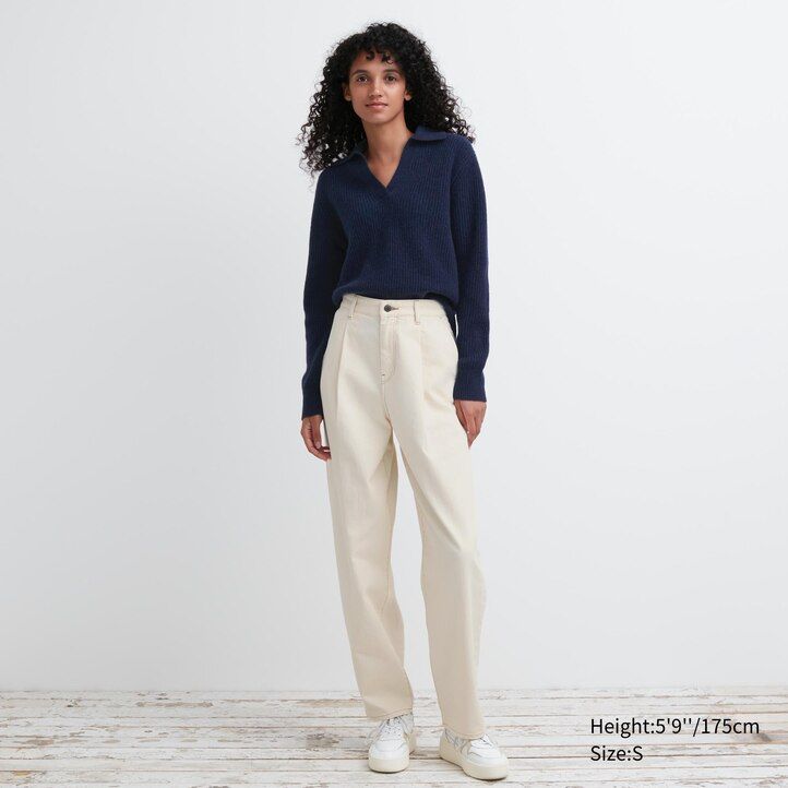 white womens uniqlo lambswool knitted jumpers