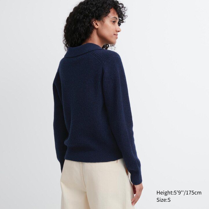 white womens uniqlo lambswool knitted jumpers