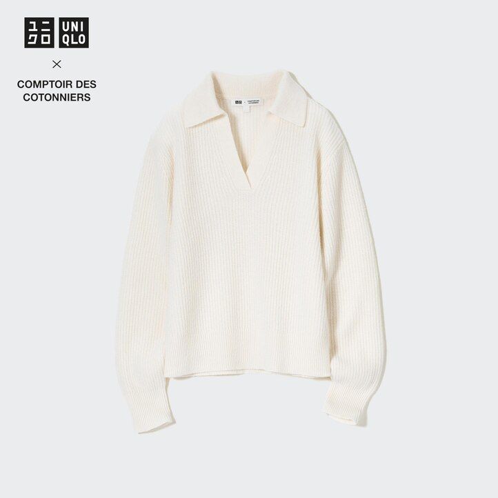 white womens uniqlo lambswool knitted jumpers