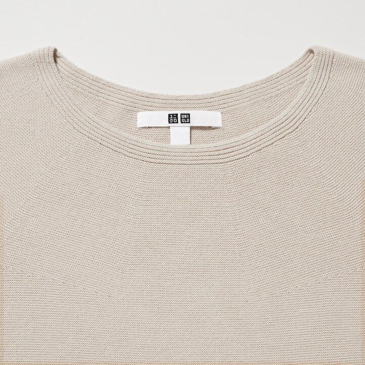 black uniqlo 3d knit seamless cotton crew neck womens jumpers