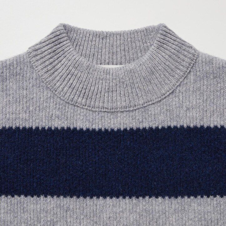 uniqlo lambswool striped womens jumpers grey