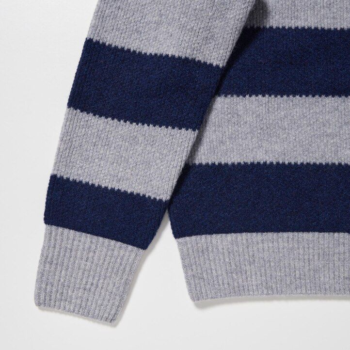 uniqlo lambswool striped womens jumpers grey