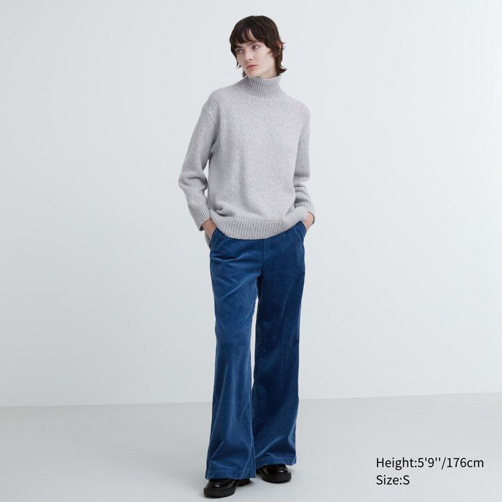 womens uniqlo soft knit high neck jumpers light grey