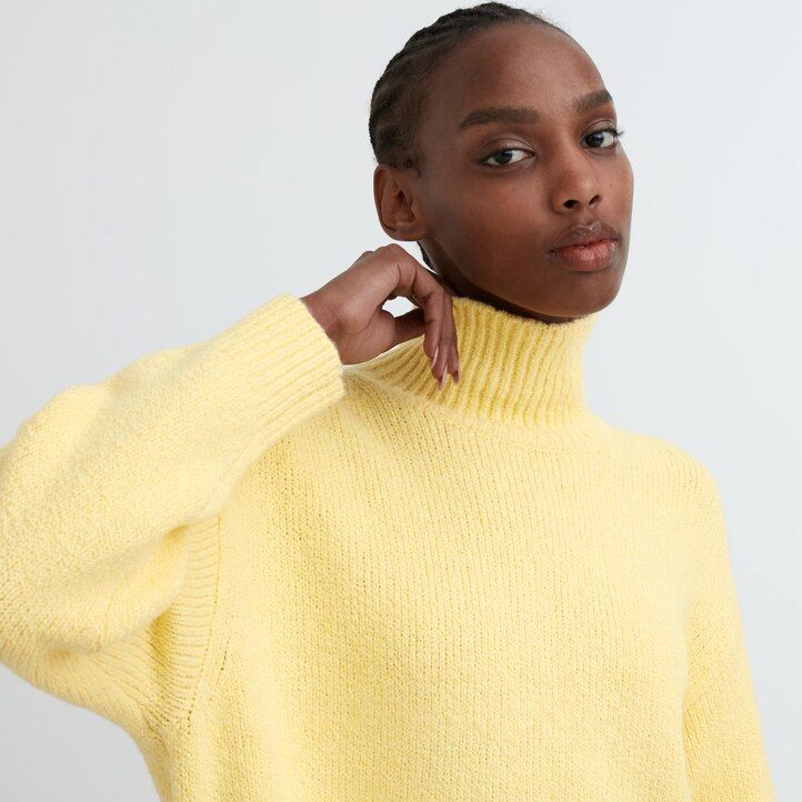womens uniqlo soft knit high neck jumpers light grey