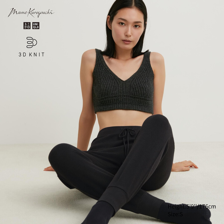 womens uniqlo 3d knit seamless ribbed jumpers dark grey