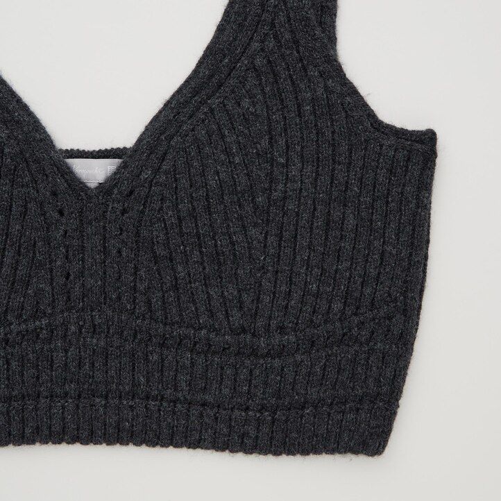 womens uniqlo 3d knit seamless ribbed jumpers dark grey