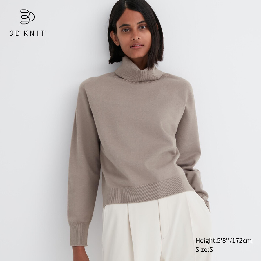 uniqlo 3d knit seamless souffle yarn womens jumpers beige