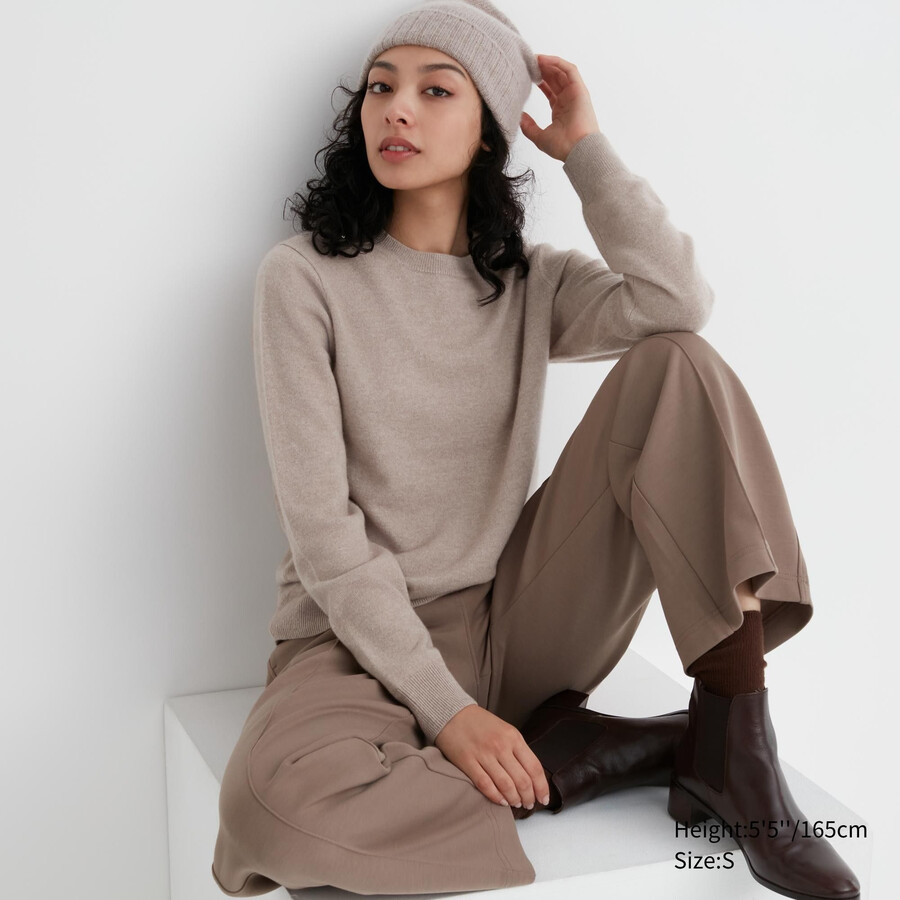 uniqlo 100pctshmere crew neck womens jumpers beige
