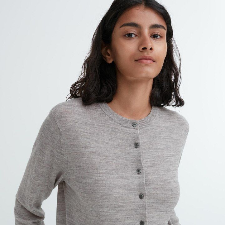 womens uniqlo 100pct extra fine merino crew neck jumpers red