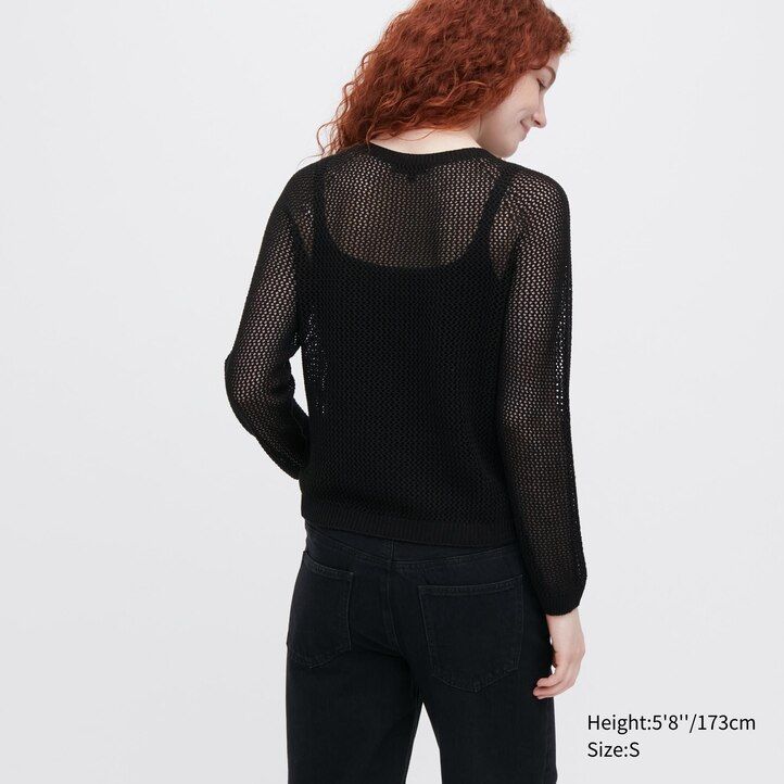 womens uniqlo 3d knit seamless mesh crew neck jumpers white