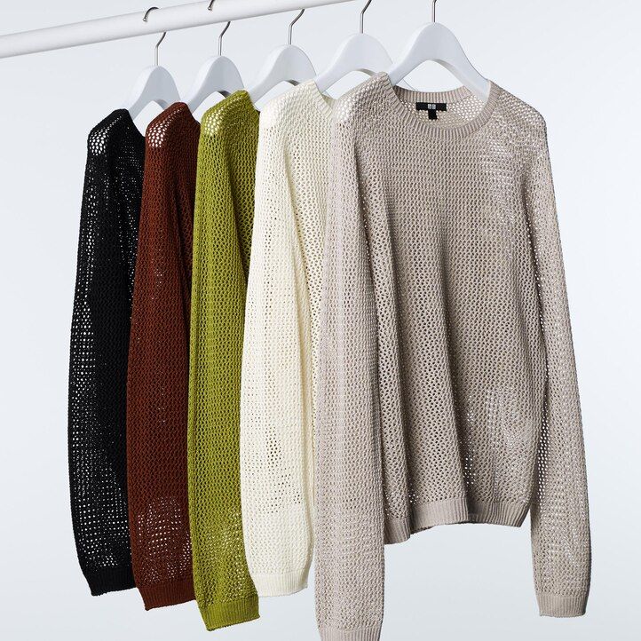 womens uniqlo 3d knit seamless mesh crew neck jumpers white
