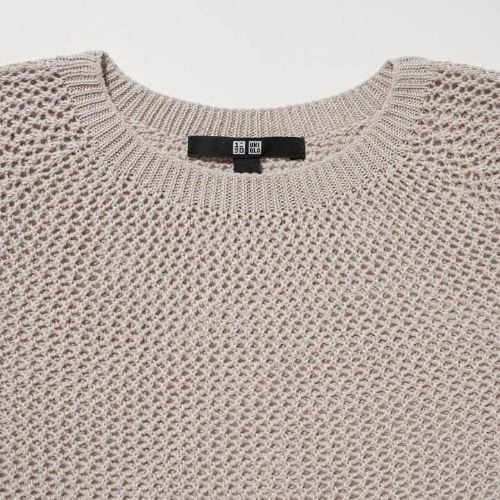 womens uniqlo 3d knit seamless mesh crew neck jumpers white