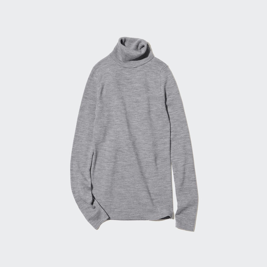 uniqlo 100pct extra fine merino ribbed womens jumpers grey