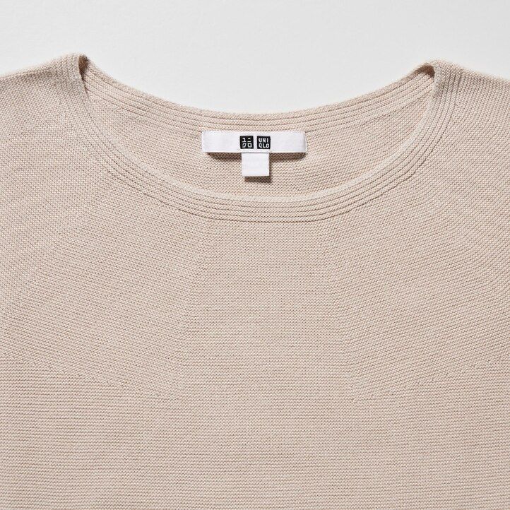 womens uniqlo 3d knit seamless cotton crew neck jumpers white