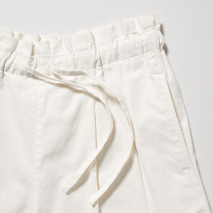 beige womens uniqlo linen cottons shorts