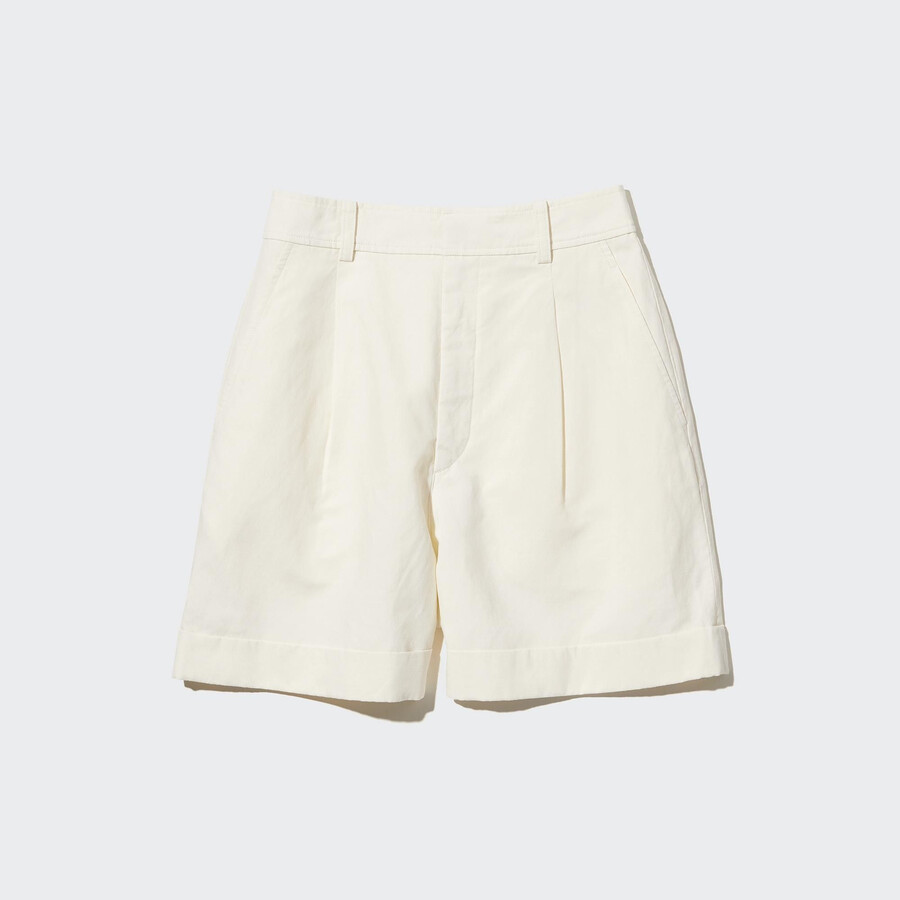 uniqlo linen blend high waisteds womens shorts white