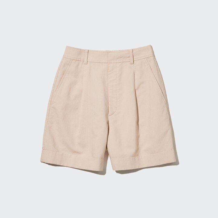 uniqlo linen blend high waisteds womens shorts white