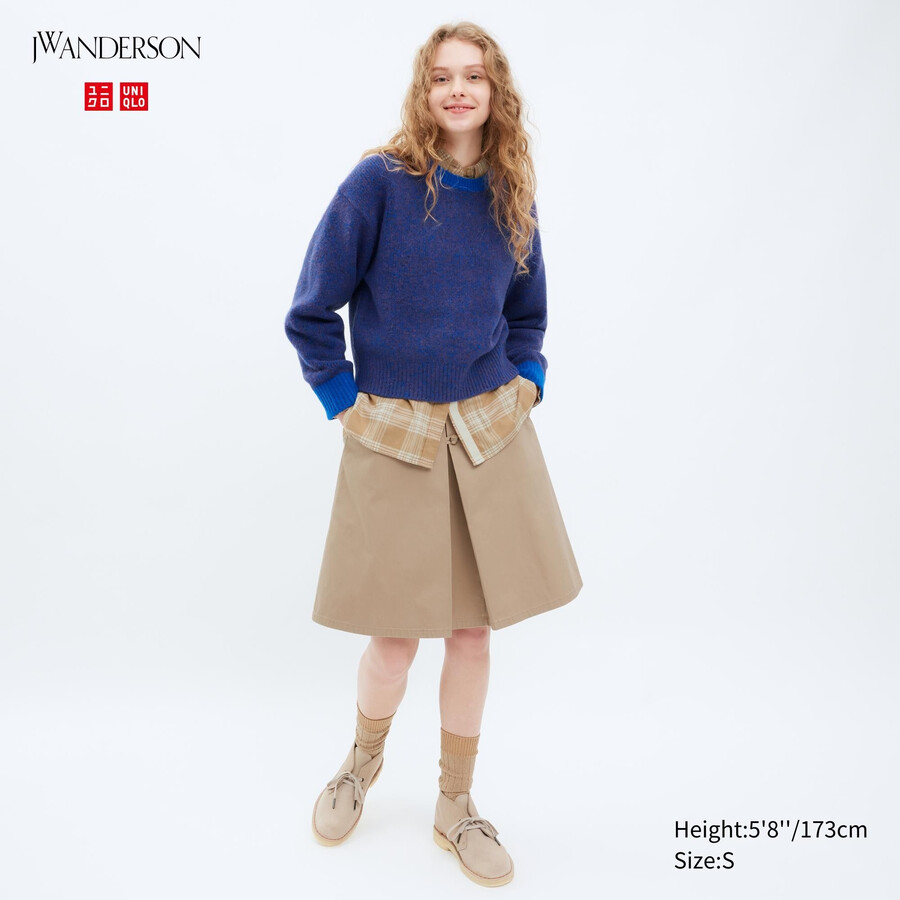 uniqlo cotton midi womens skirts beige