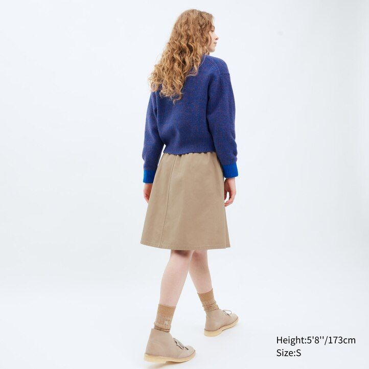 uniqlo cotton midi womens skirts beige