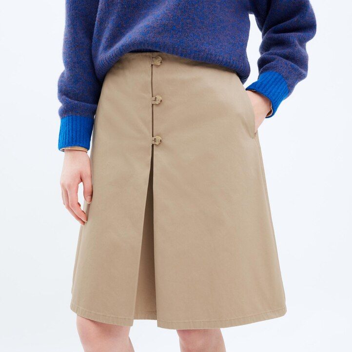 uniqlo cotton midi womens skirts beige
